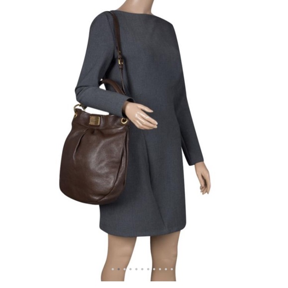 MARC JACOBS MARC GRAY LEATHER CLASSIC Q HILLIER HOBO BAG - Picture 3 of 15